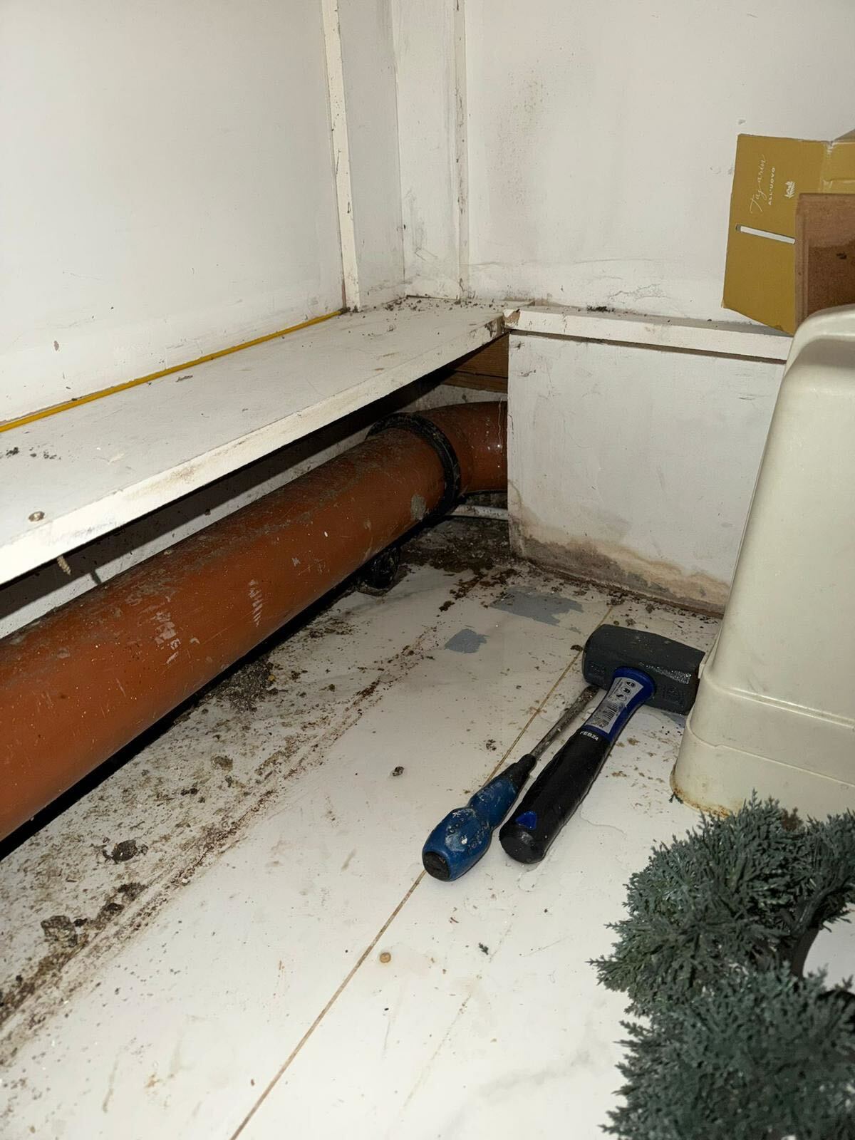 Pipes exposed to clear severe fat blockage in Reading drainage system